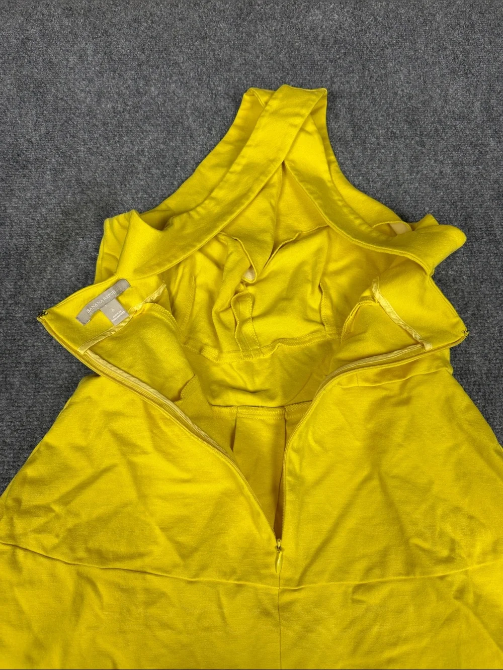 Banana Republic Bright Yellow Halter Fit-and-Flare Mini Dress